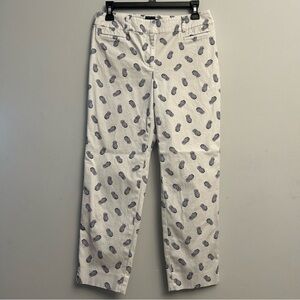 Talbots The Perfect Crop White Pineapple Print Pants Size 2
